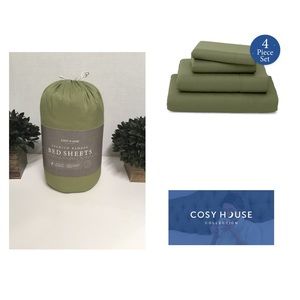 Cosy House Premium Bamboo King Sheet Set SAGE GREEN Hypoallergenic Microbial N…